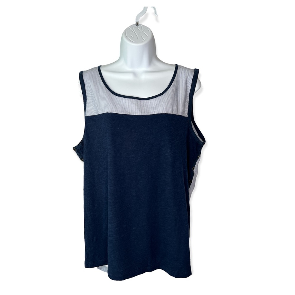 Anthropologie Navy and White Sleeveless Top